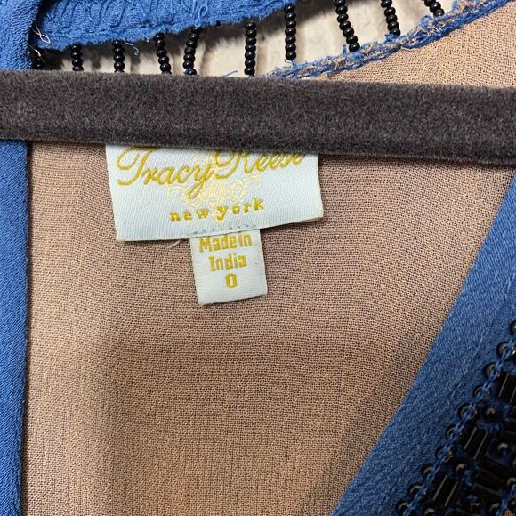 Tracy Reese Blue Embellished Tunic Shift Dress 0 - Picture 8 of 9
